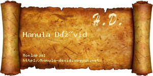 Hanula Dávid névjegykártya